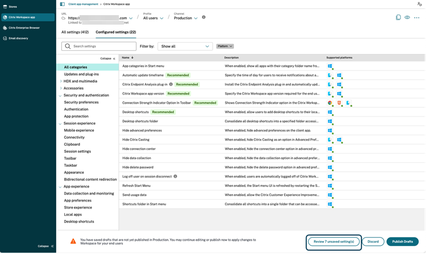 Review unsaved changes