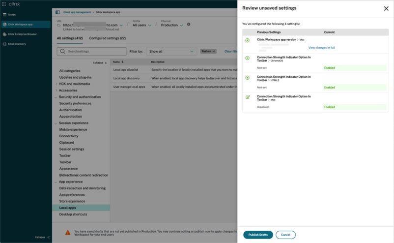 Review unsaved changes