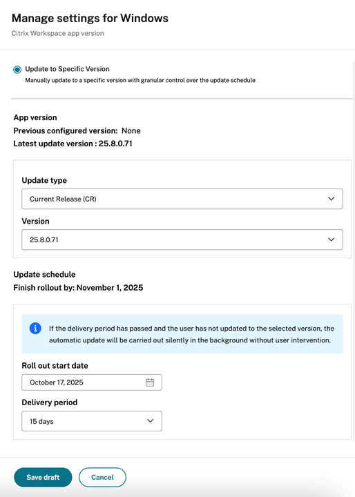 Update to specific version
