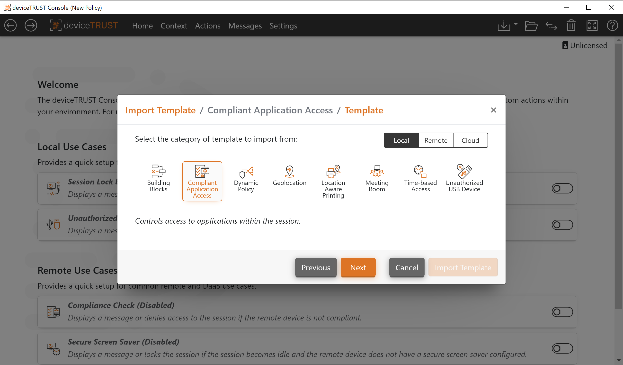 Compliant Application Access Templates