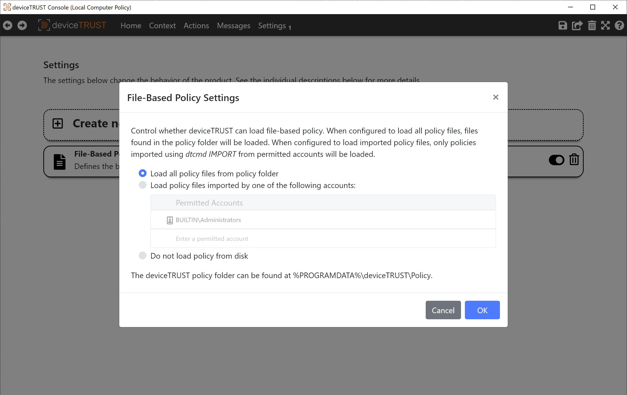 The File-Based Policy Settings