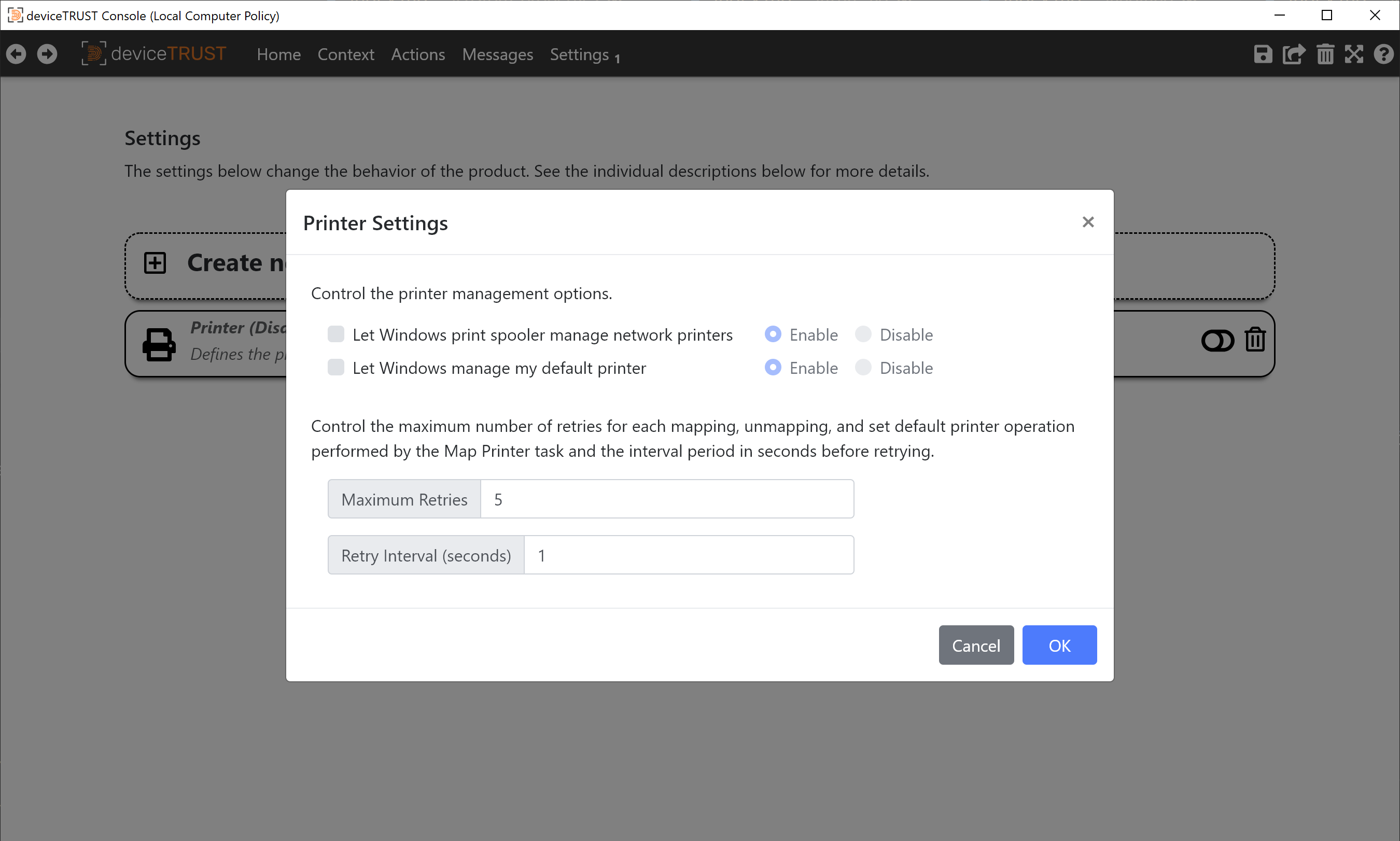 The Printer Settings