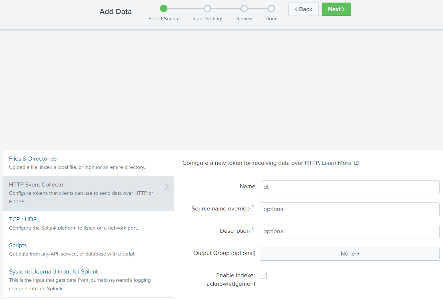Selecting the source