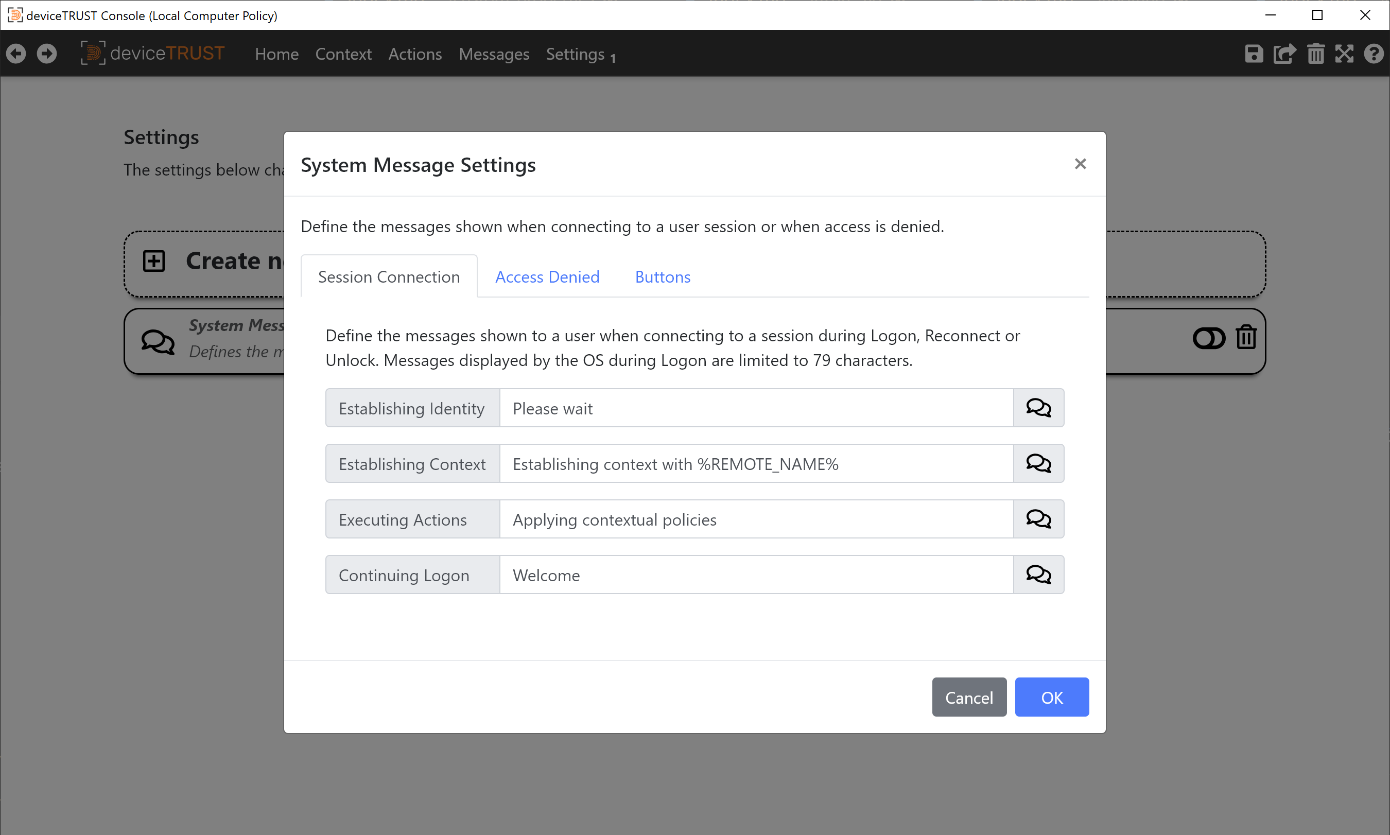 The System Messages Settings