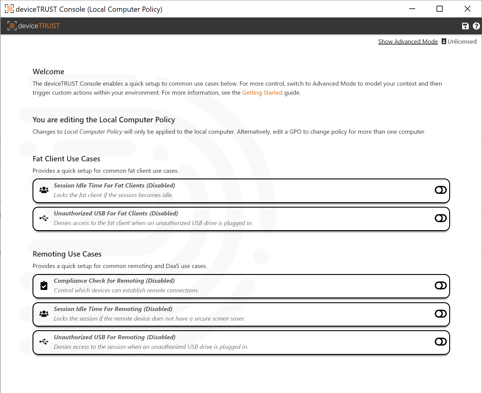 The new home page showing out of the box use cases