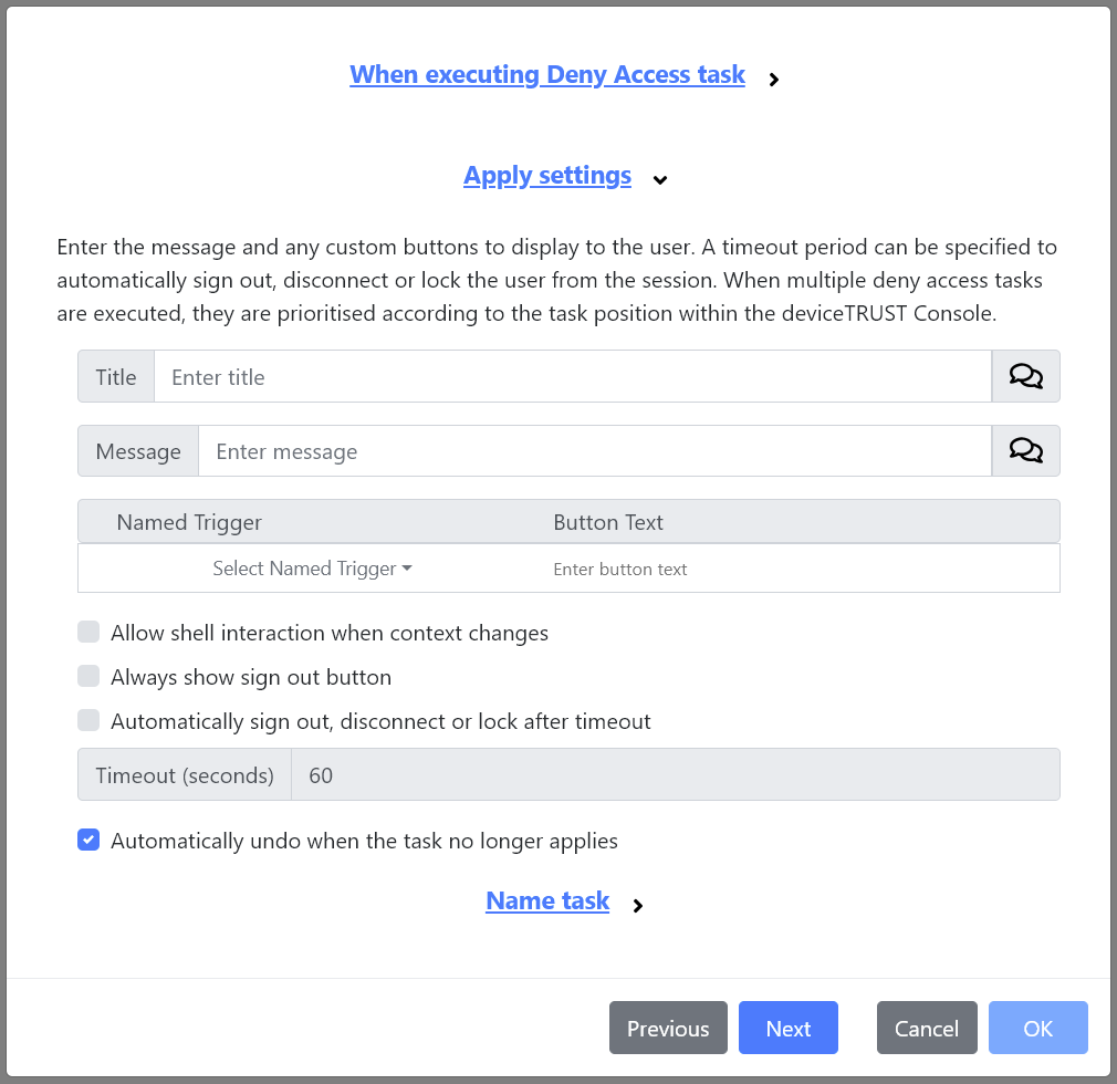 The Deny Access task