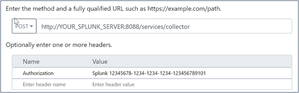 Configuring the Splunk Web Request task