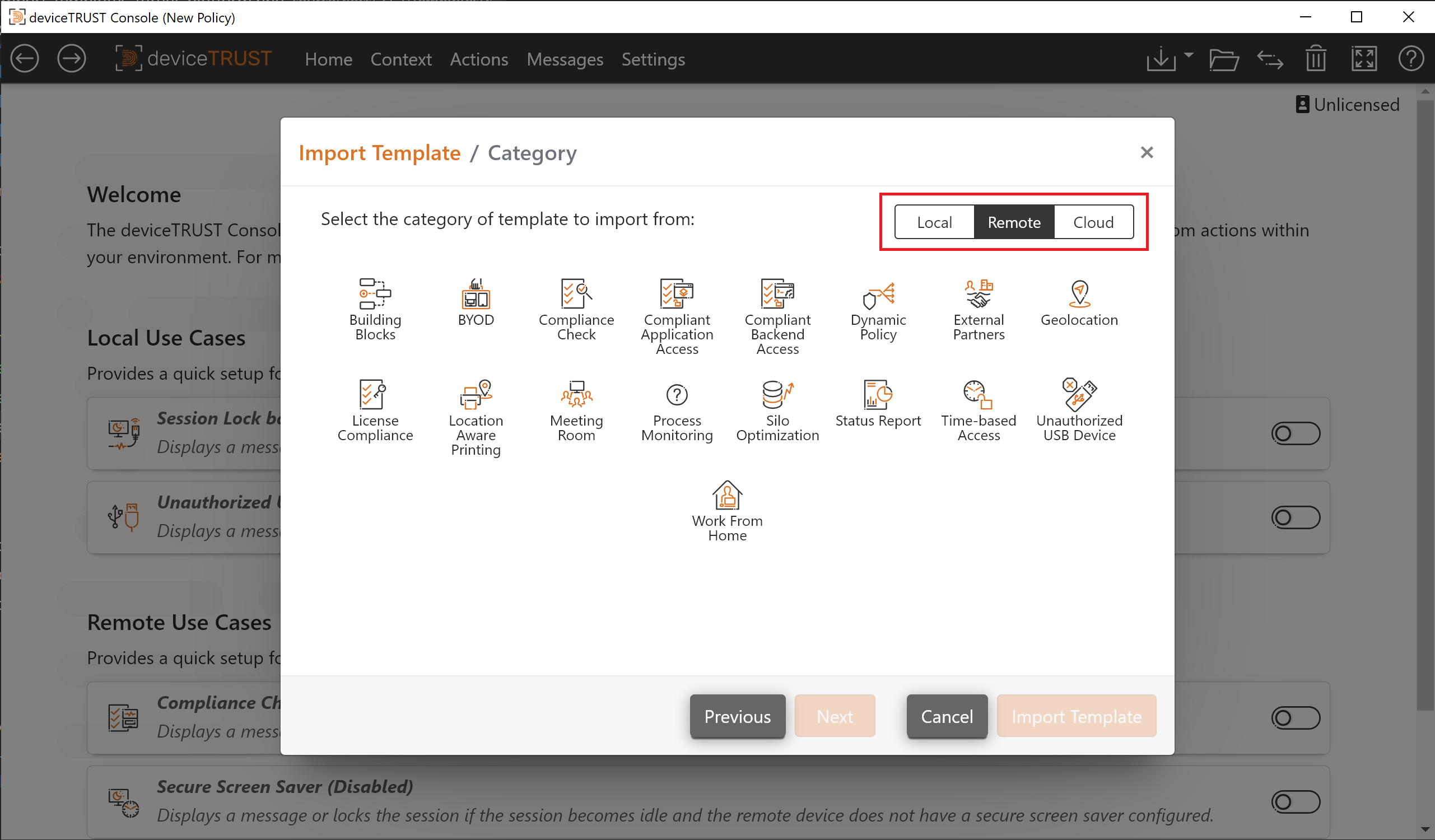 Template target platform