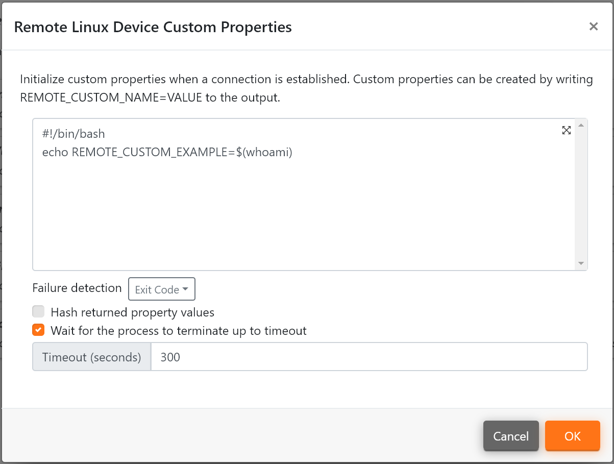 Custom Properties for the Remote Linux Device