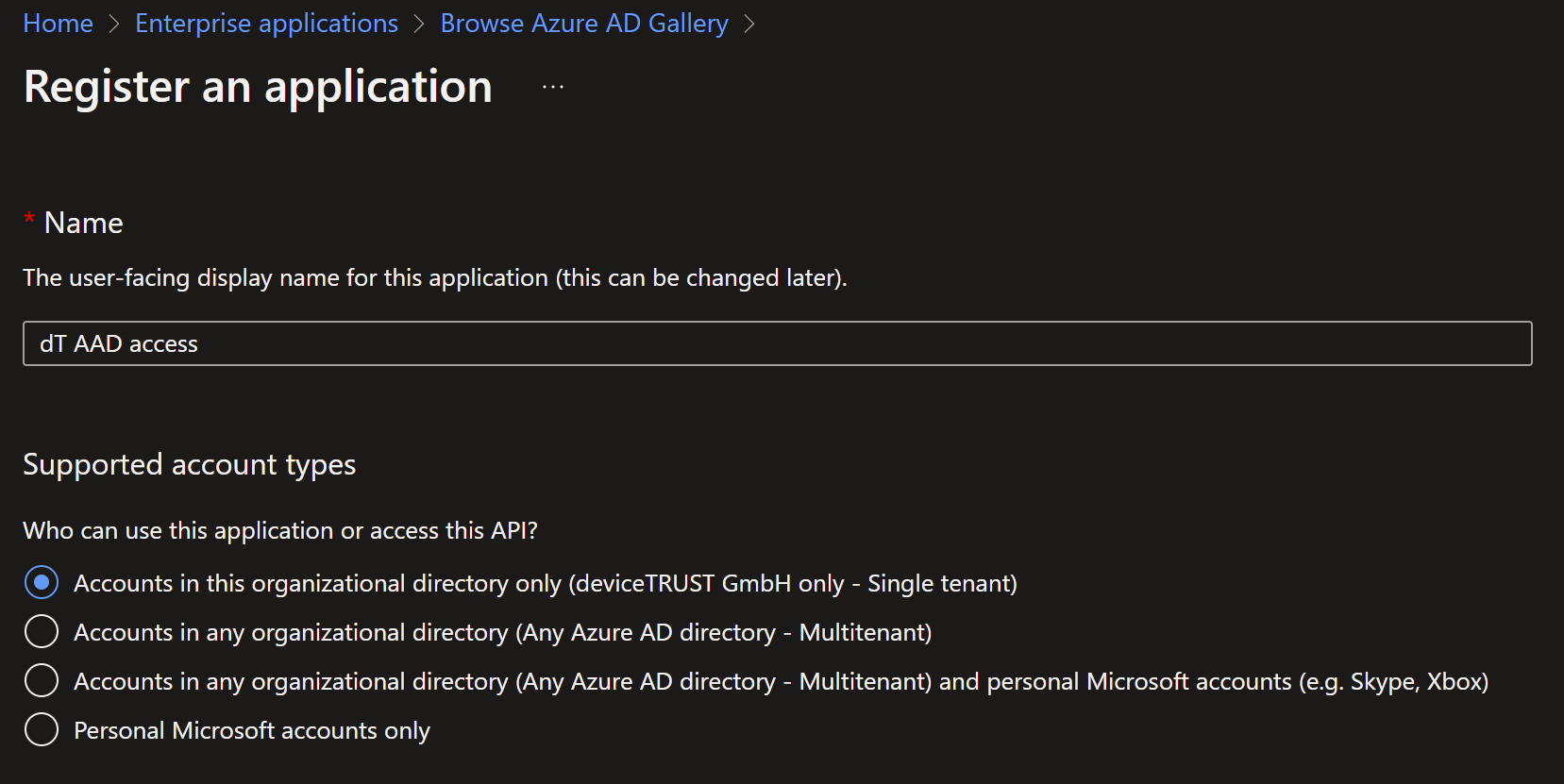 Accounts in this org