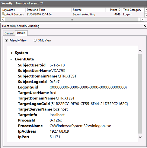 VDA security log