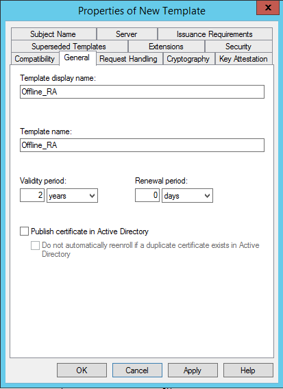Private keys template properties