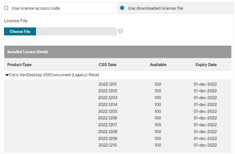 Use downloaded license file