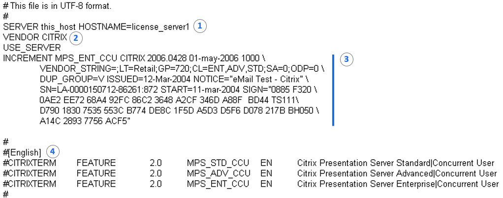 Ejemplo de archivo de licencias