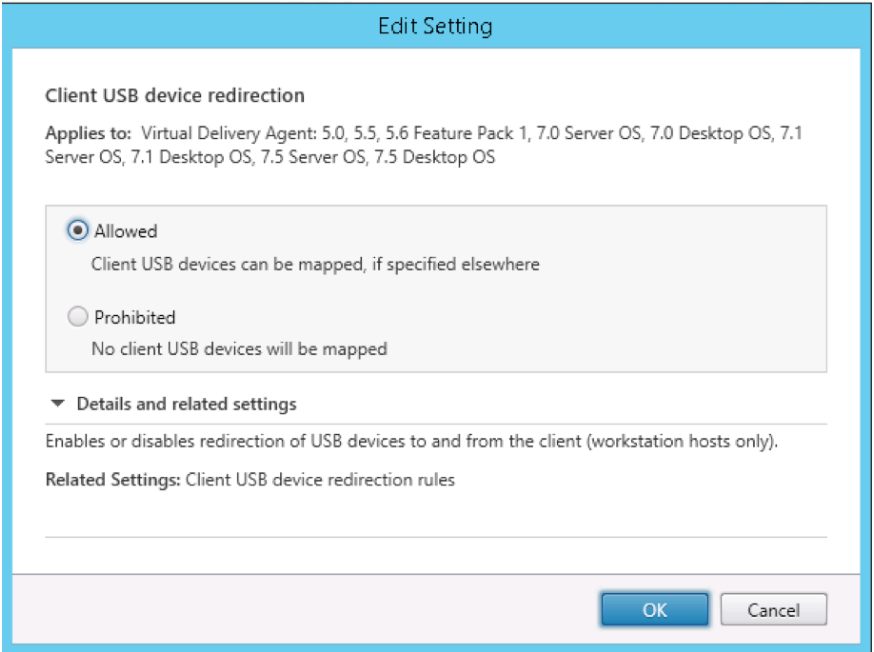 Image of enabling USB redirection