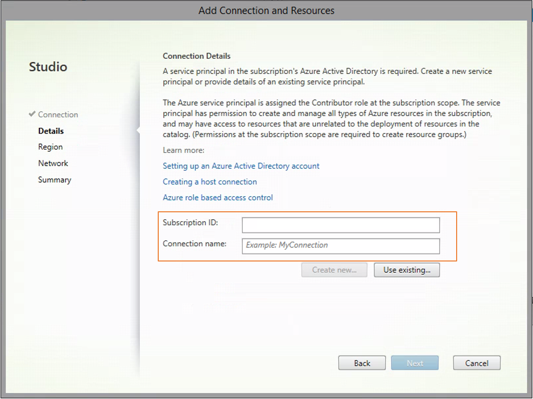 Typing Azure subscription id