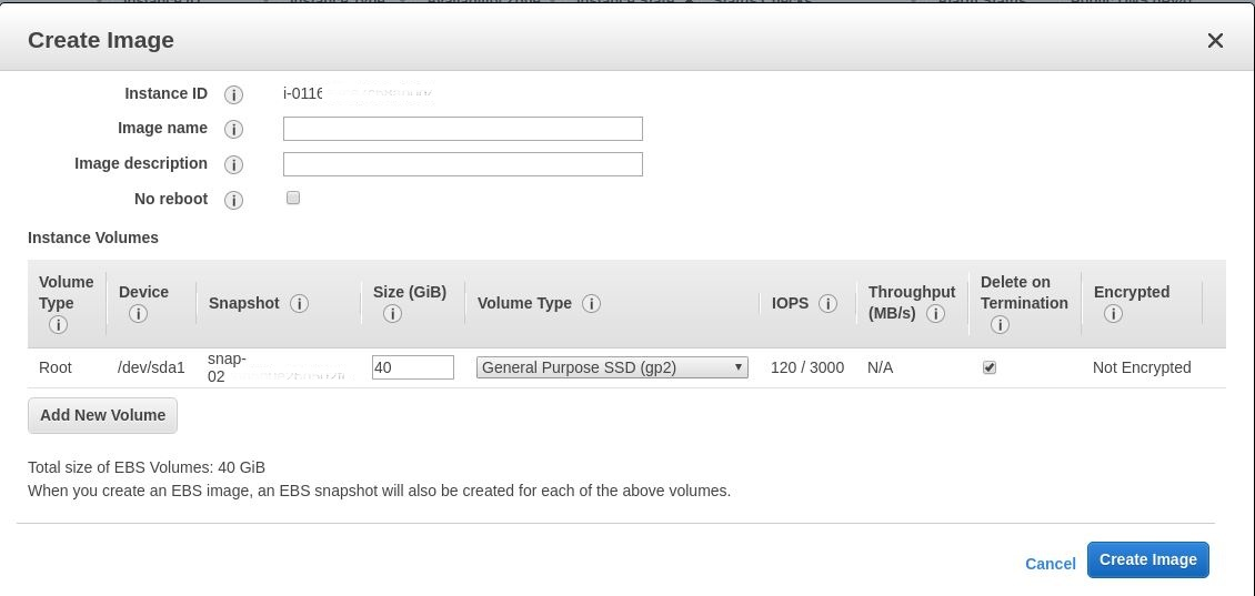 Image of create EBS image
