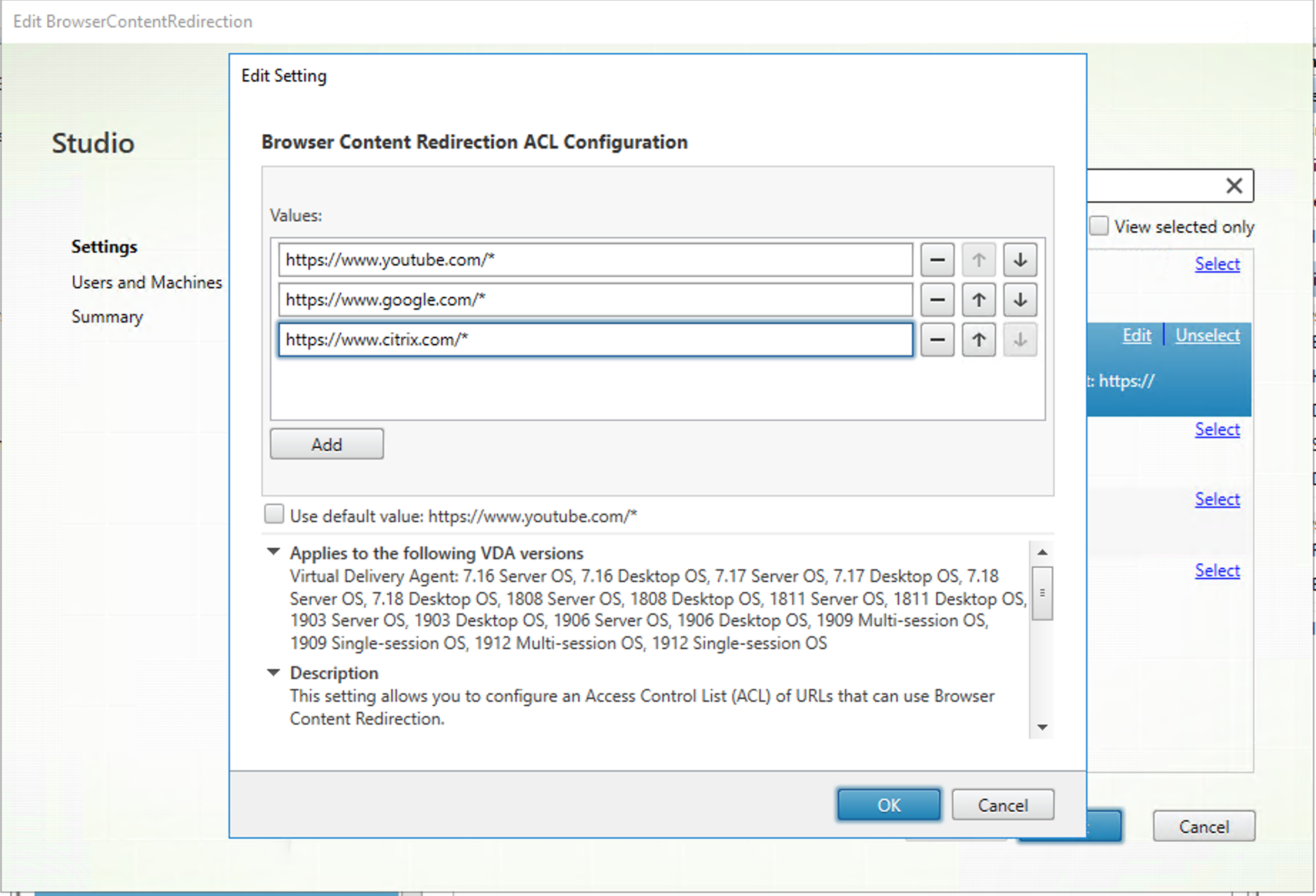 Configuración de una lista de permitidos para la redirección de contenido del explorador web