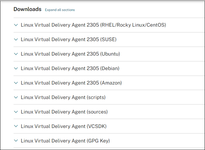 Téléchargements de Linux VDA