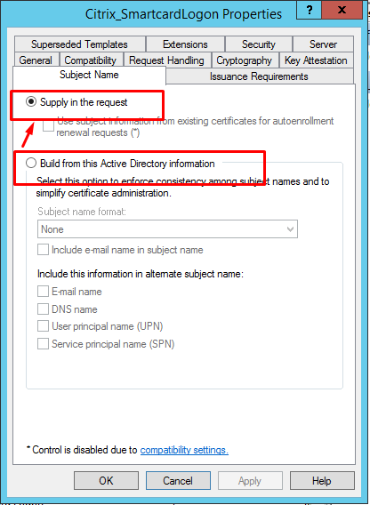 Option Supply in the request