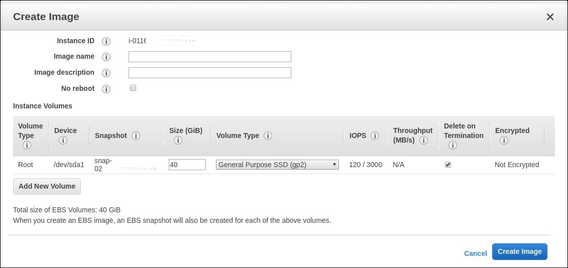 Creating an EBS image