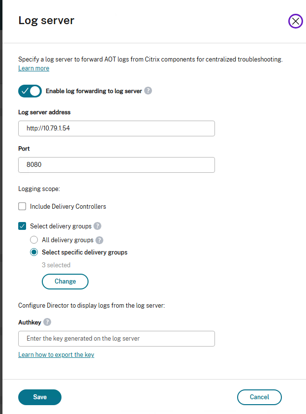 AOT Log Configuration