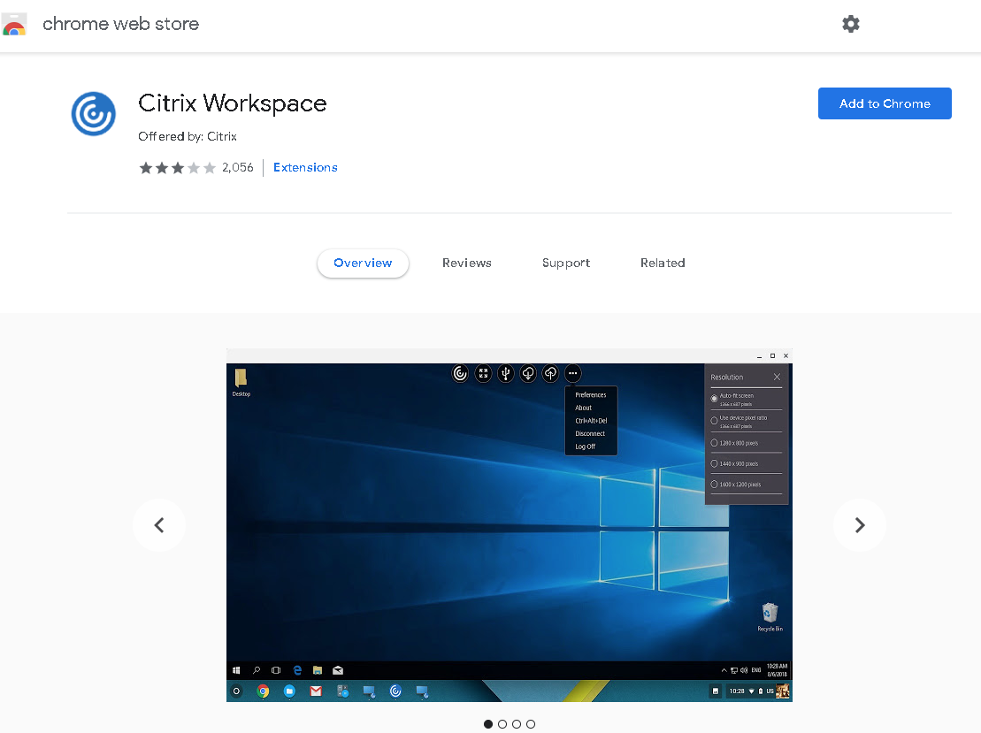 Aplicación Citrix Workspace para Chrome