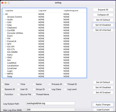 Set log