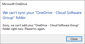 OnDrive container fails to work