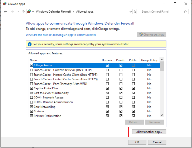 MS SQL Serverはファイアウォールアプリを許可します