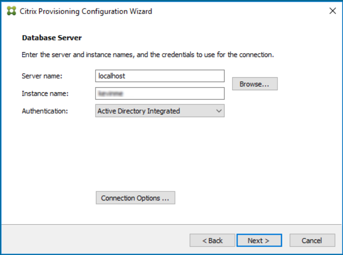 Database Server Dialog on-premises