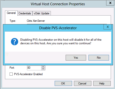 Image de l'option de désactivation de Citrix Provisioning Accelerator