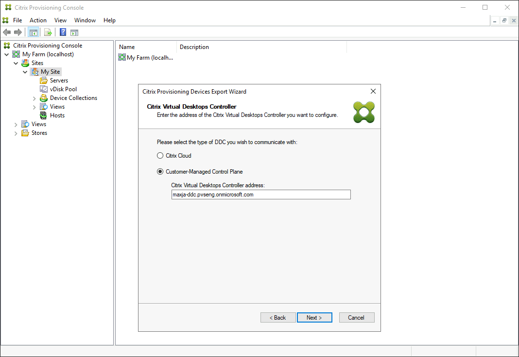 Asistente de configuración de CVAD de Citrix Cloud DDC