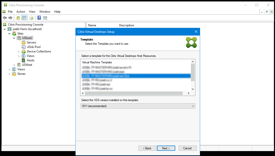 Assistant d’installation : Paramètres de machine virtuelle pour les cibles provisionnées