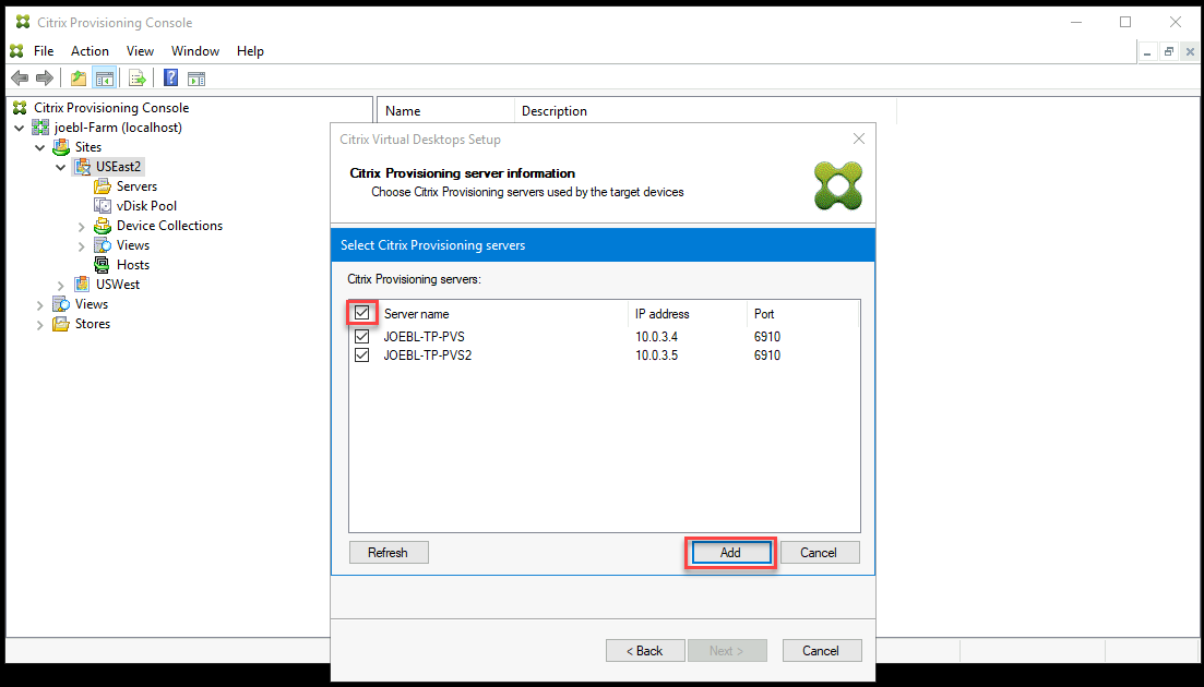 Setupassistent: Provisioning-Server für Ziele