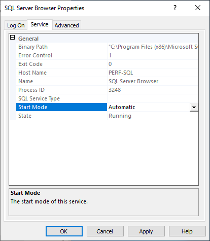 Propriétés de l’explorateur MS SQL Server