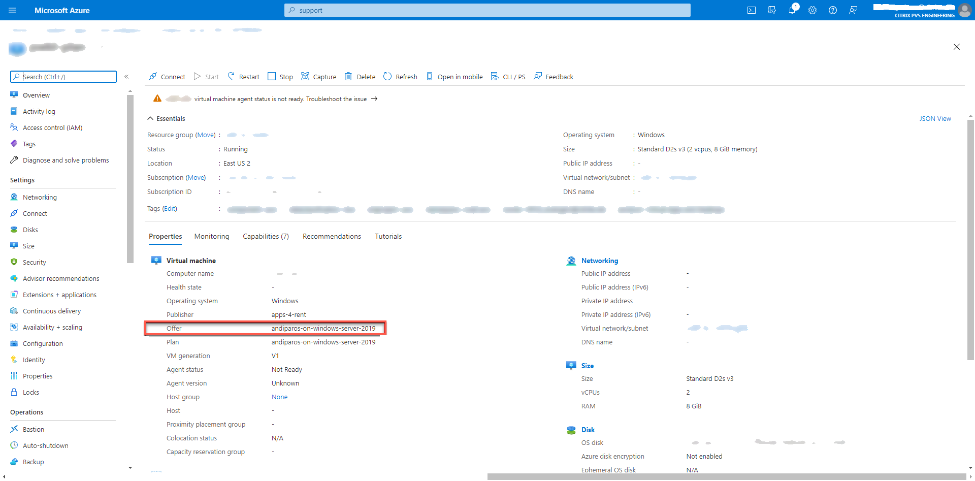 Información del plan de Azure