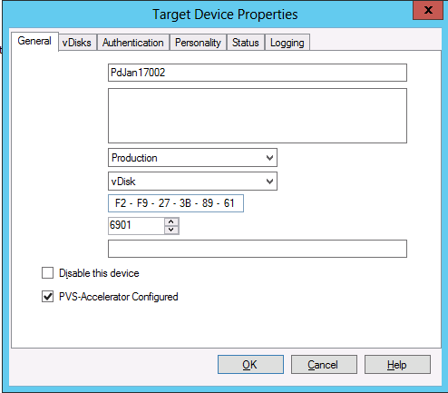 Citrix Provisioningアクセラレータチェックボックスの図