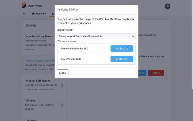 Accessing Your Workspace Through SSH