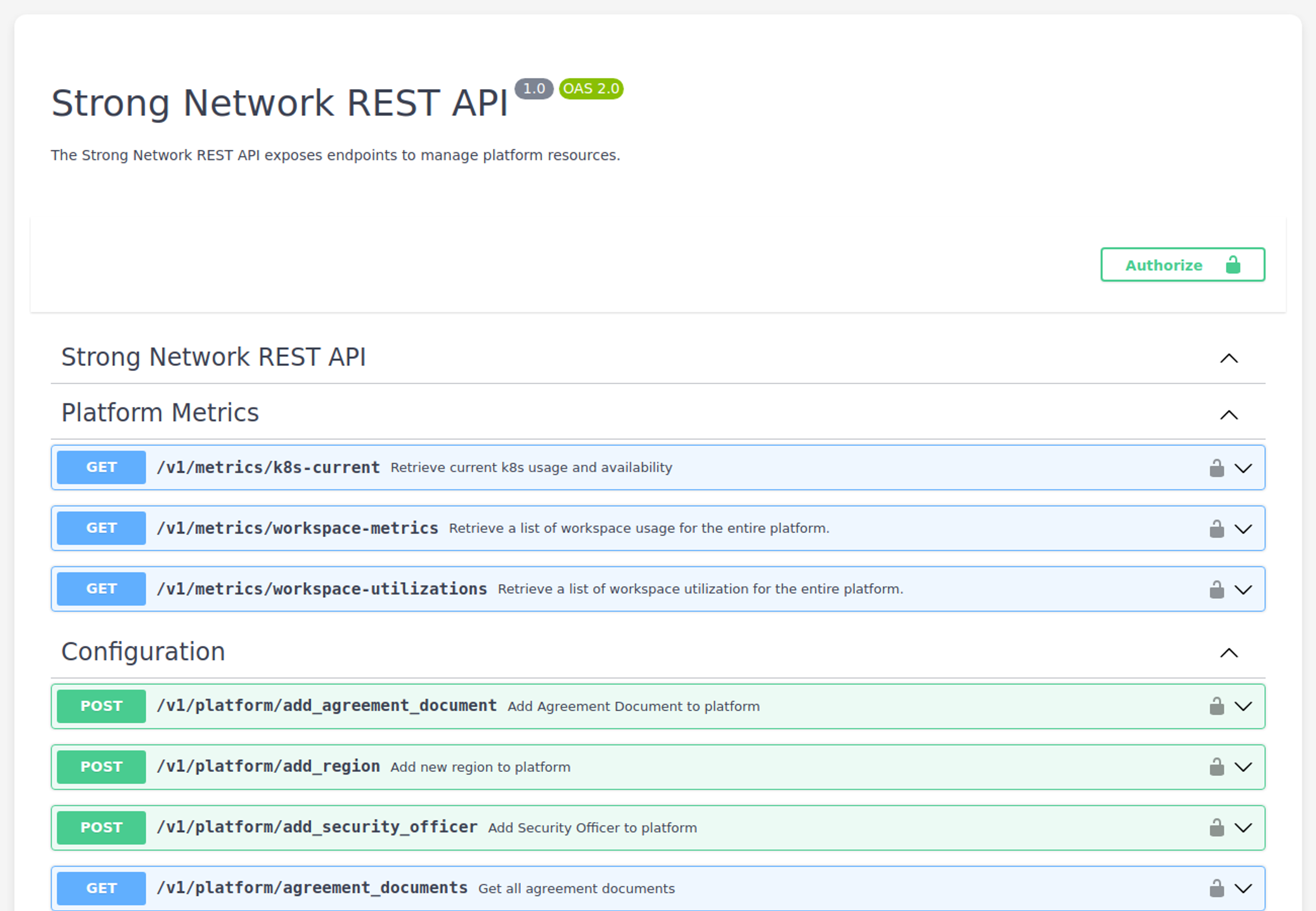 The SecurSpaces REST API documentation page