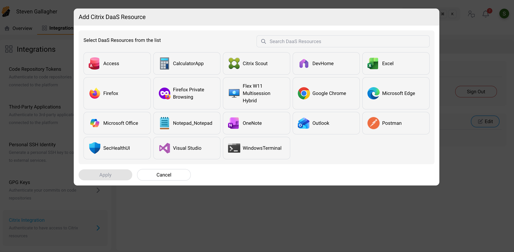 Add Citrix DaaS Resource dialog