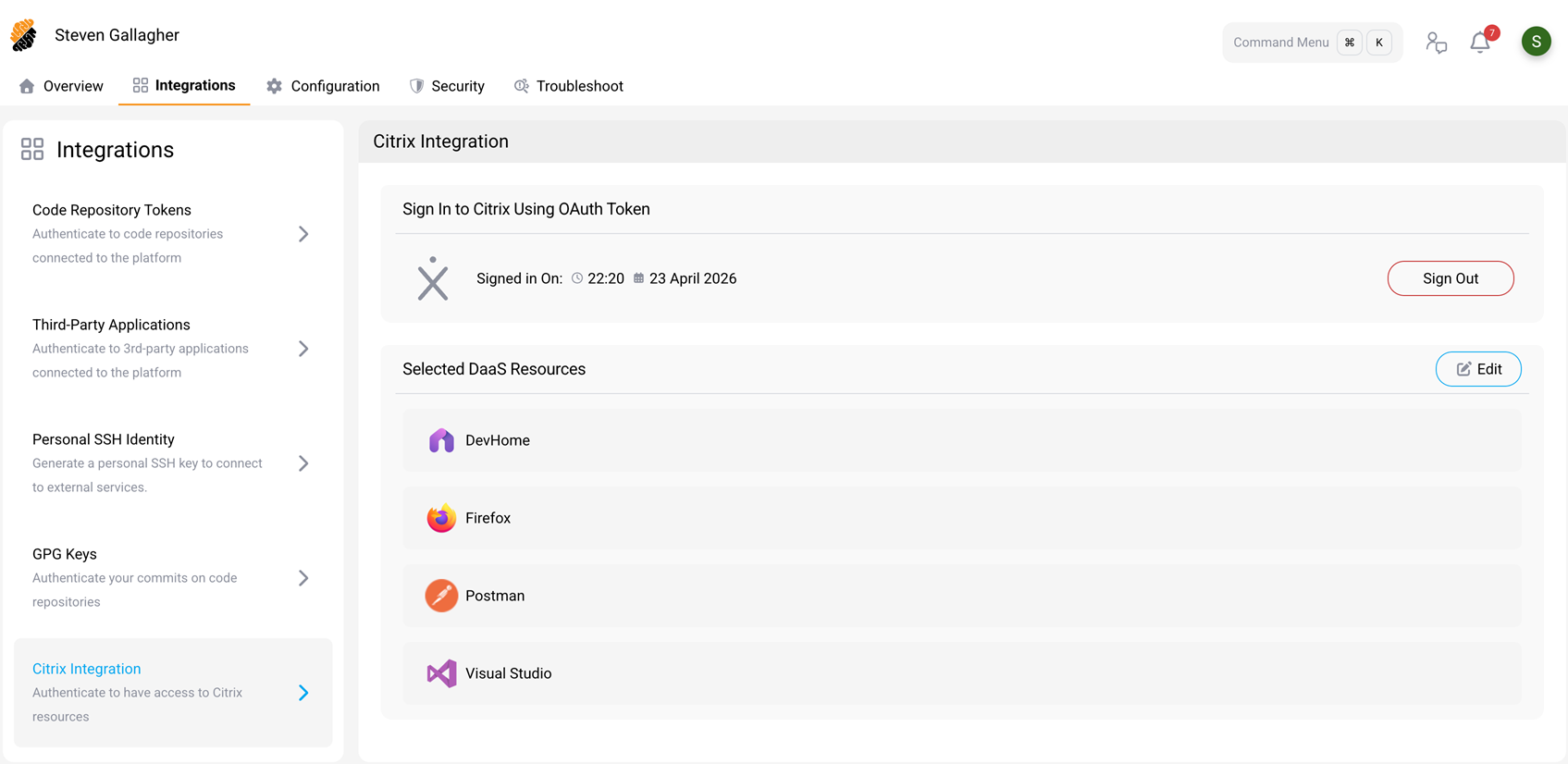 Add Citrix DaaS Resource dialog