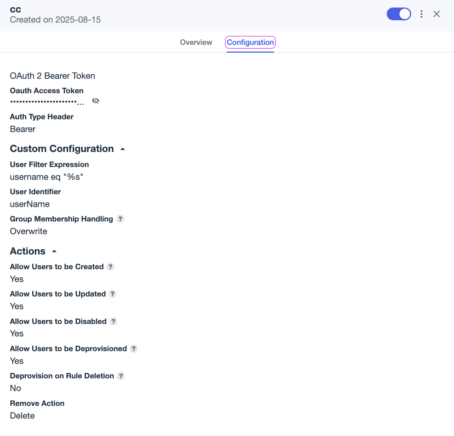 PingOne configured users