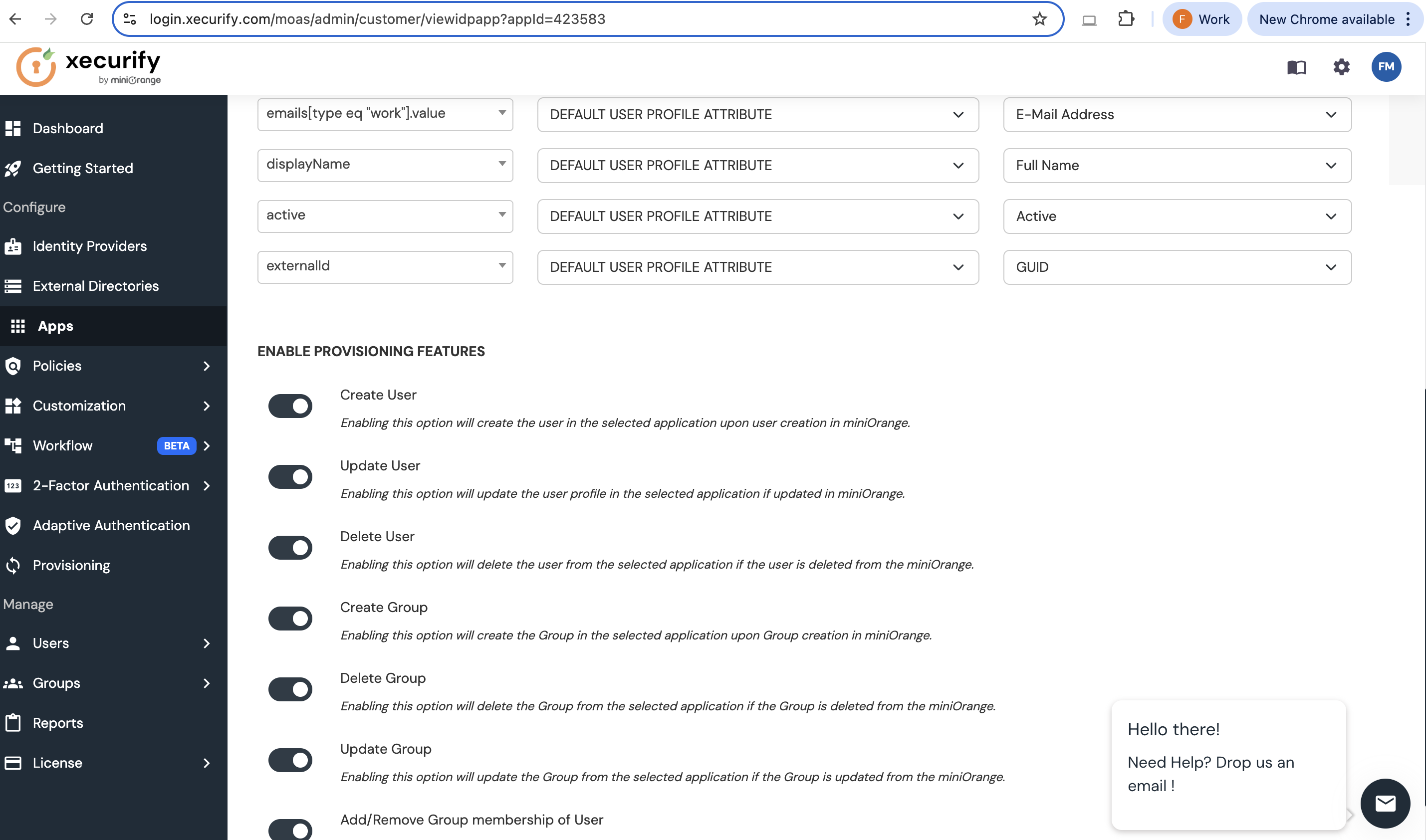 Xecurify configured details