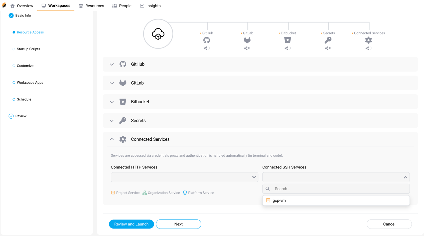 Resource Access with the SSH service injected