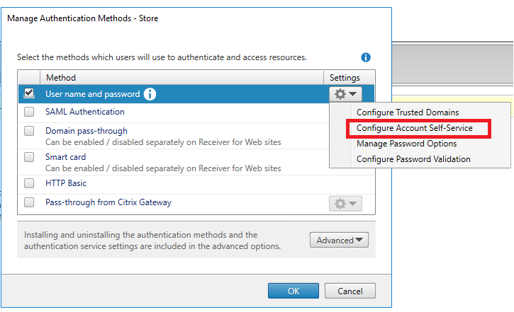 Configure account self-service