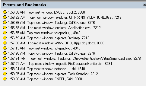 Logging top-most window activities