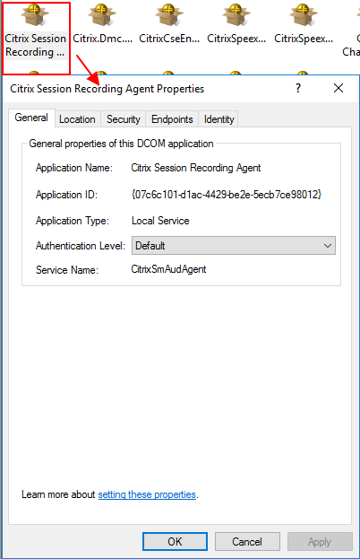 Image of selecting Session Recording Agent Properties