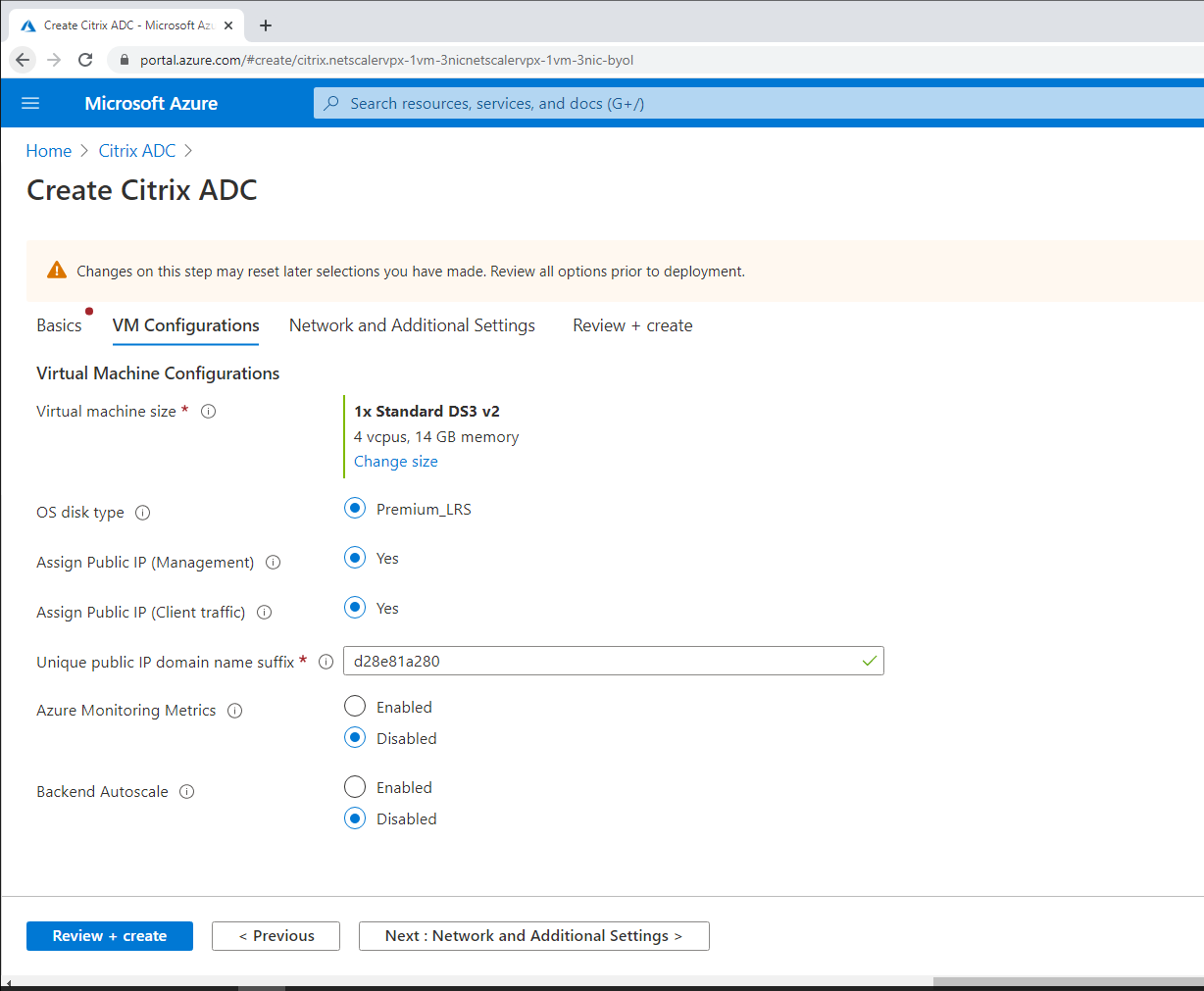 VM configurations