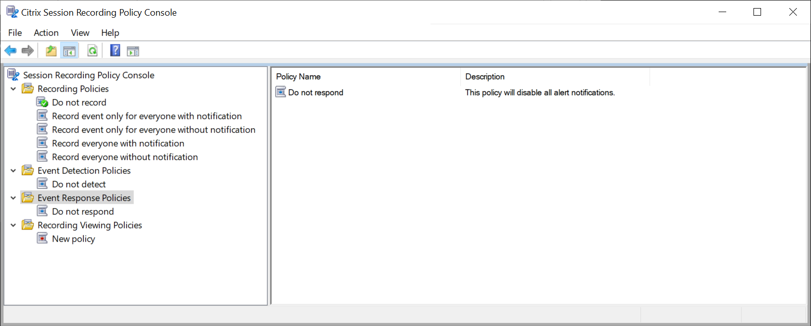 No active event response policy